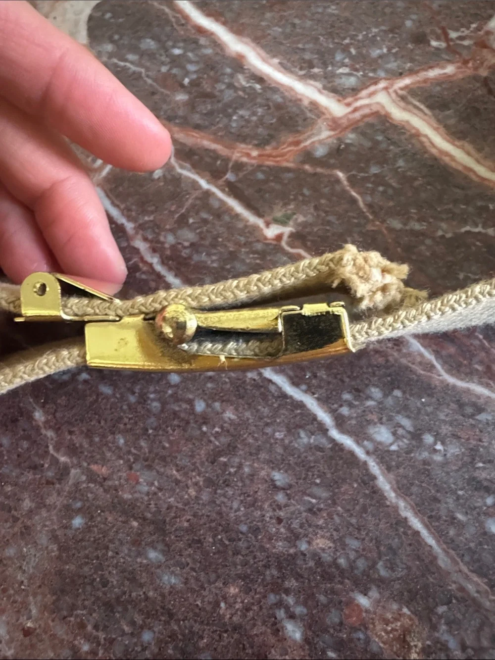 Vintage Tan Canvas Belt with Gold Tone Buckle